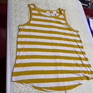 CAbi Tank Top NWT Mustard and Grey Stripes